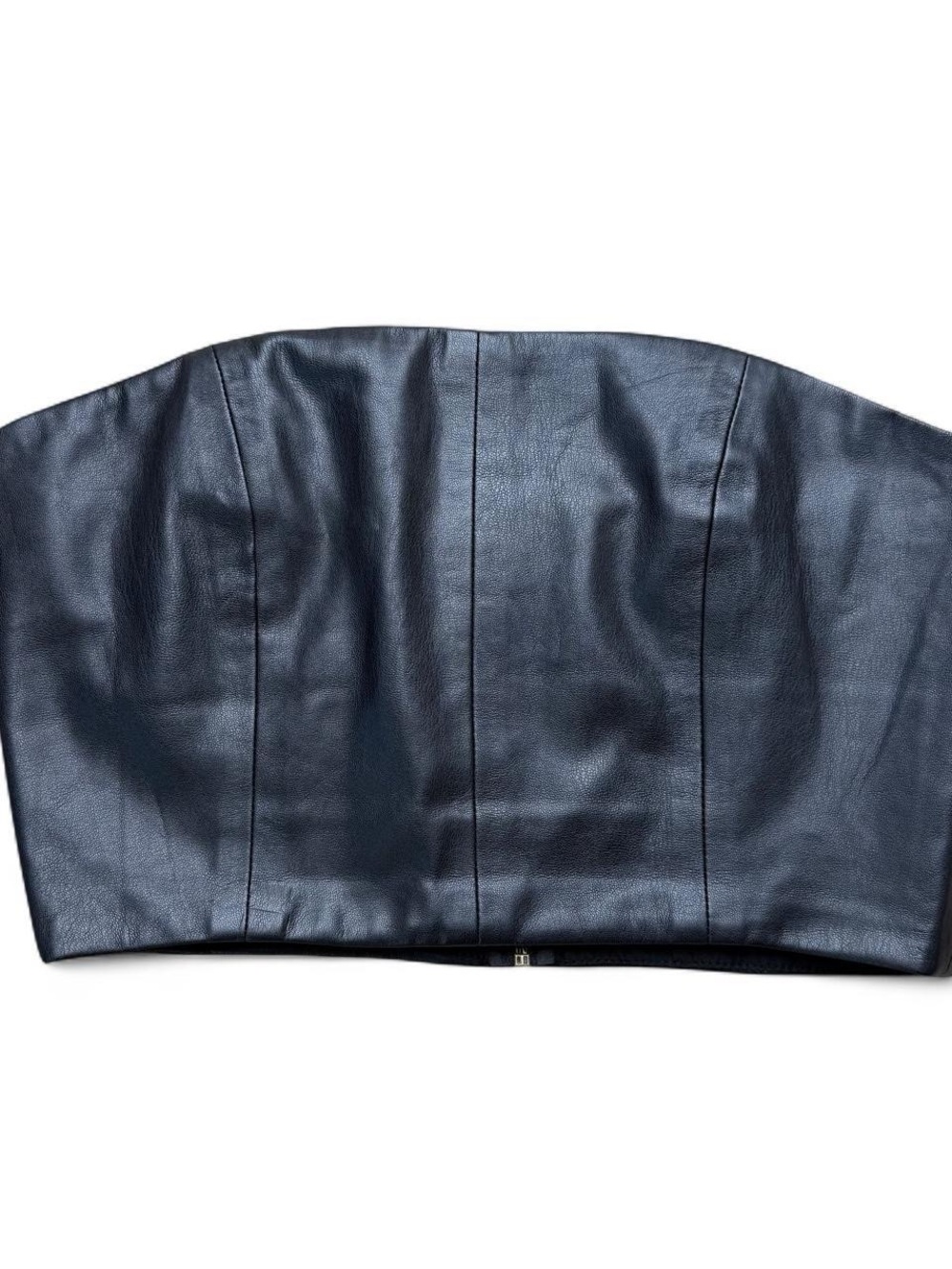 AUREY34 Black Faux Leather Bandeau Tube Top M